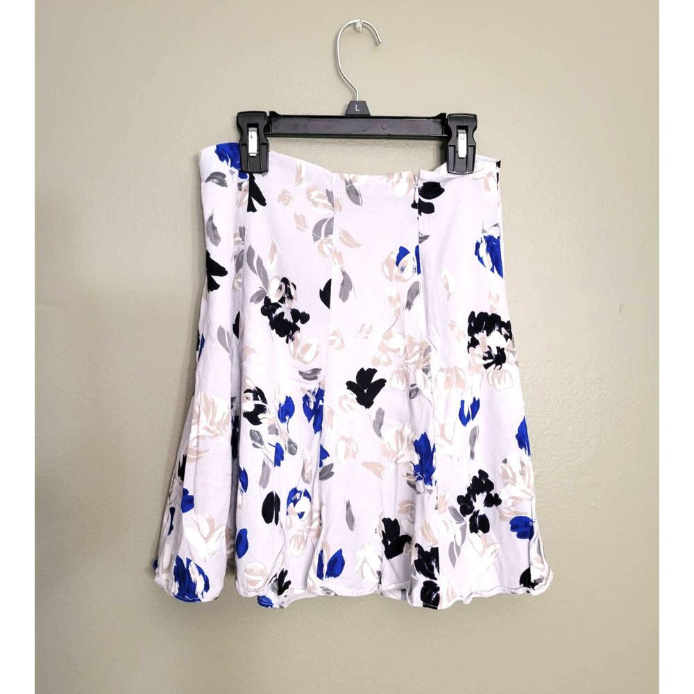 Banana Republic White Floral Midi Skirt with Blue & Black Accents - Picture 2 of 5